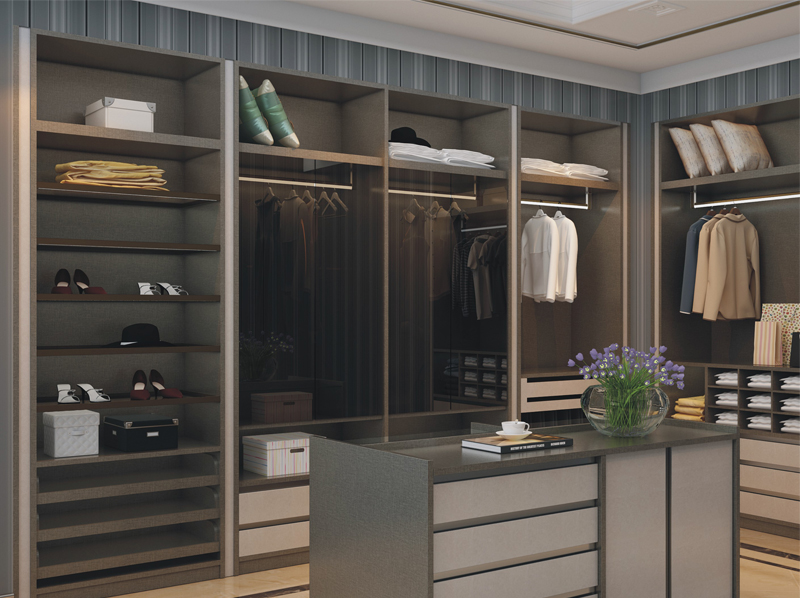 法兰菲衣柜-YJ1514002衣帽间+DT1514003岛台