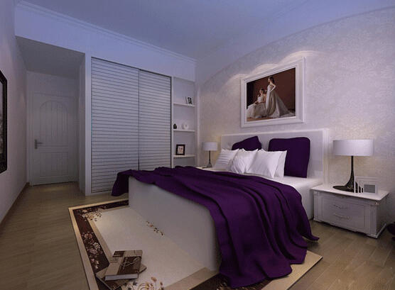 浪漫紫色卧室衣柜效果图 嵌入式衣柜设计图图片