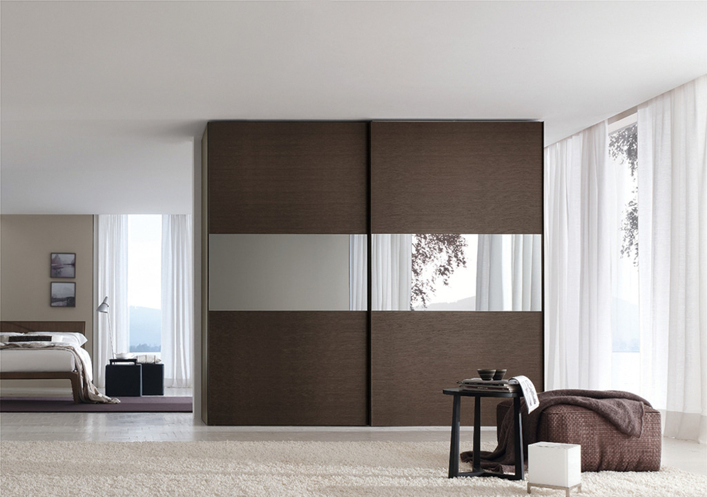 推拉门大衣柜图片 暖色系双门衣柜图片